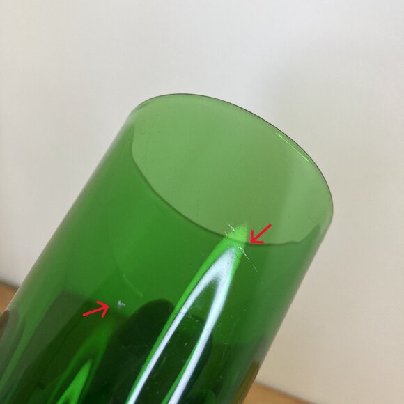 Vereco Green Tumbler Glass Vintage Made in France Set of 2 Glasses 8 oz - Picture 3 of 12